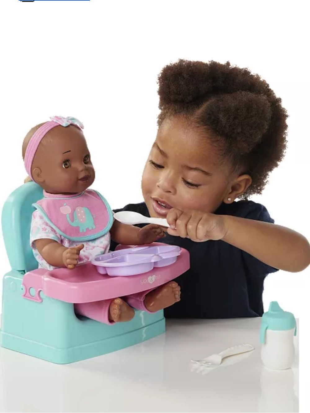 Baby Feeding Doll with Pink & Blue Mealtime Set - Picture 7 of 9